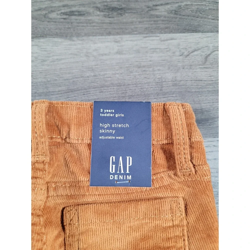 Baby Gap Corduroy Pants Size 3T Aztec Brown Skinny Fit High Stretch Girls NWT